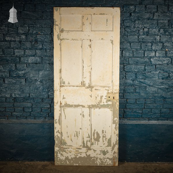 Moulded 6 Panel Door, Reclaimed, Distressed Beige, Period Layout