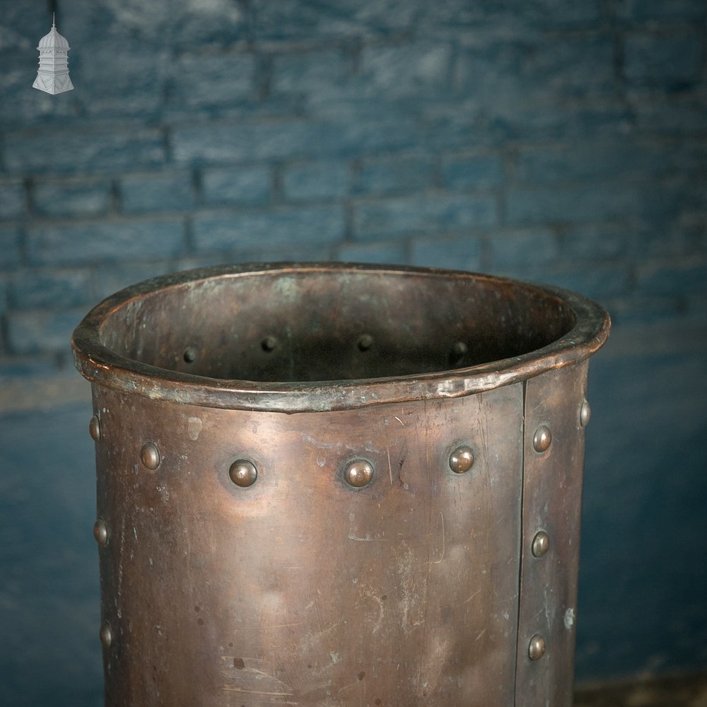 Tall Copper Copper, Riveted Cylindrical Planter