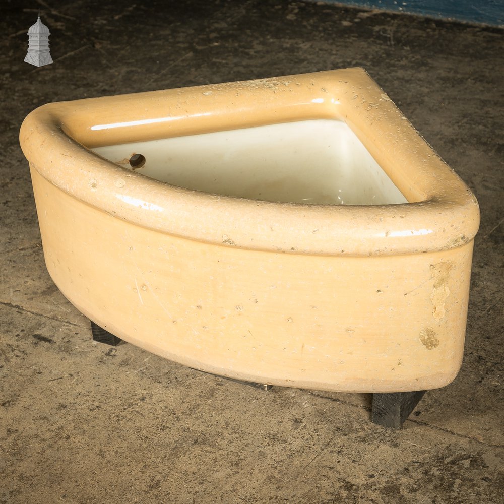 Period Cane and White Corner Trough Sink Planter