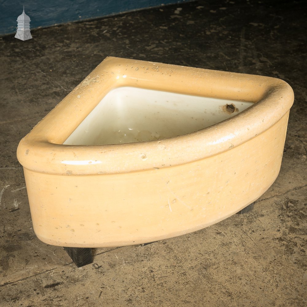 Period Cane and White Corner Trough Sink Planter