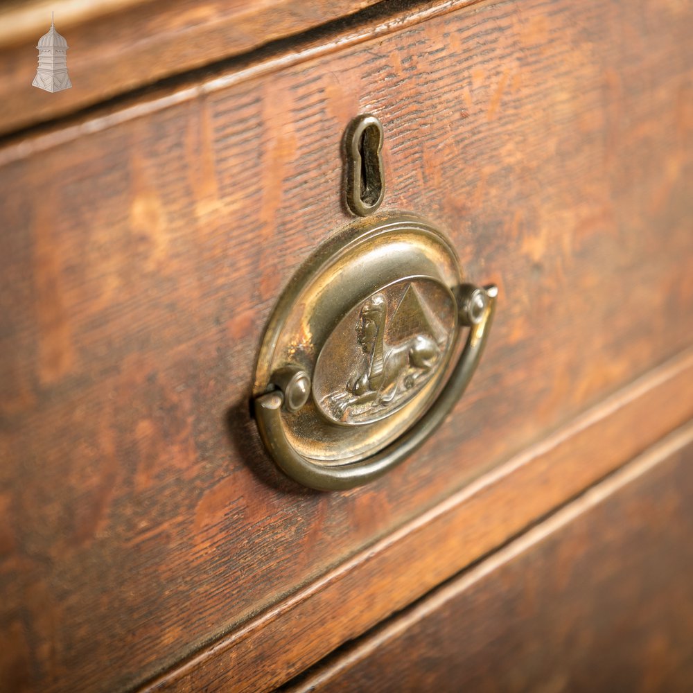 Chest of Drawers, George III, Oak 2 over 3 Drawer with Brass Sphinx Pull Handles