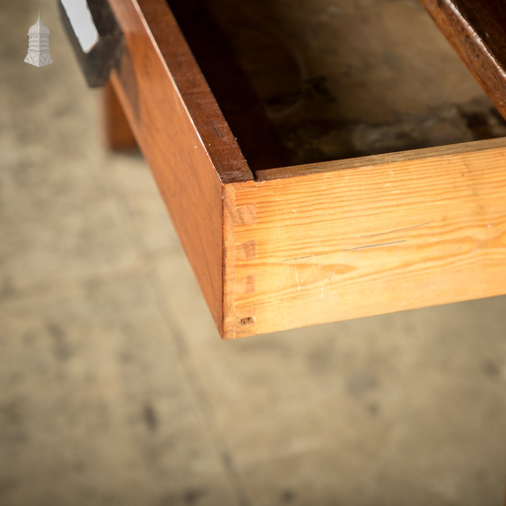 5 Foot Long Mid Century Iroko School Science Lab Table Bench with 2 Drawers