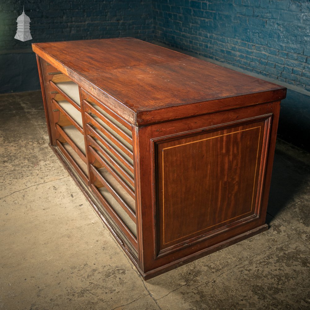 Haberdashery Shop Counter, Edwardian Inlaid Mahogany Drawer Unit