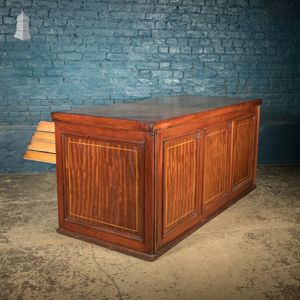 Haberdashery Shop Counter, Edwardian Inlaid Mahogany Drawer Unit