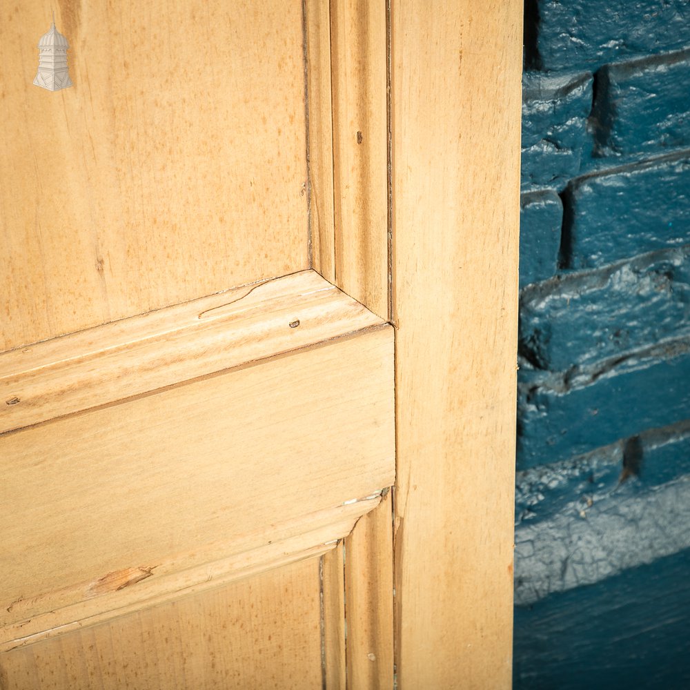 Pair of Small 19th C Stripped Pine Moulded Panel Cupboard Doors