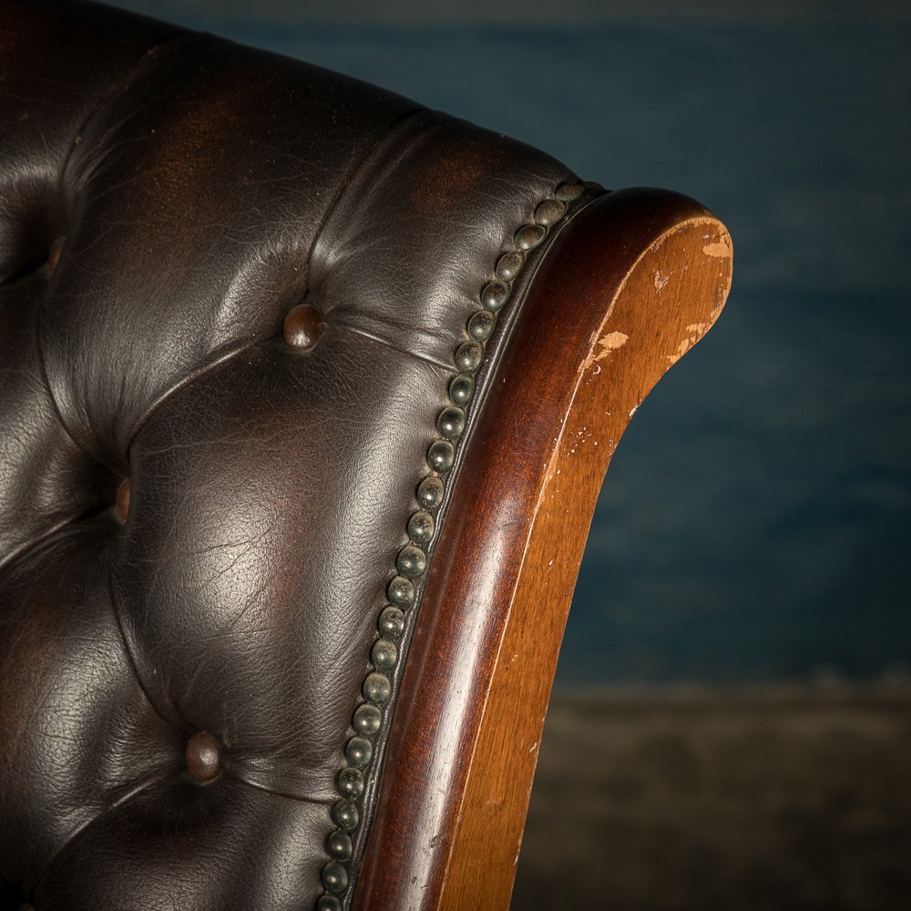 Leather Rocking Chair, Vintage, Button Back