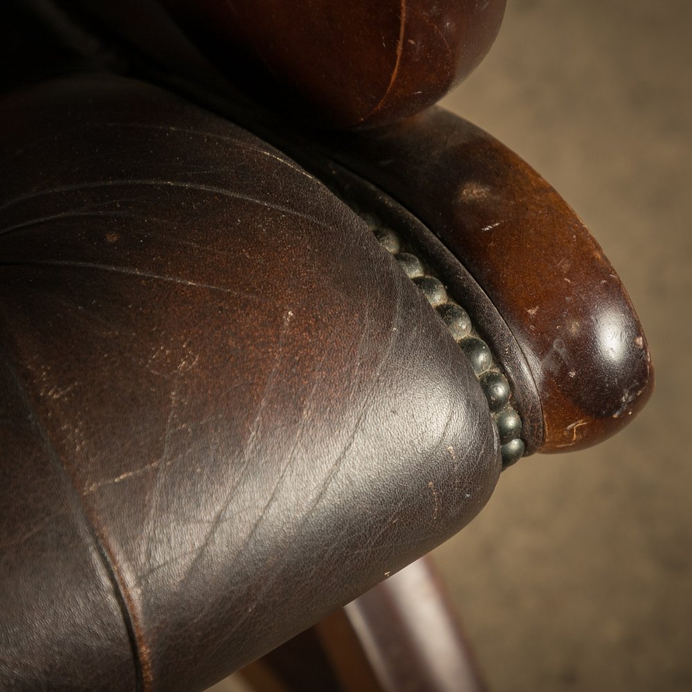 Leather Rocking Chair, Vintage, Button Back