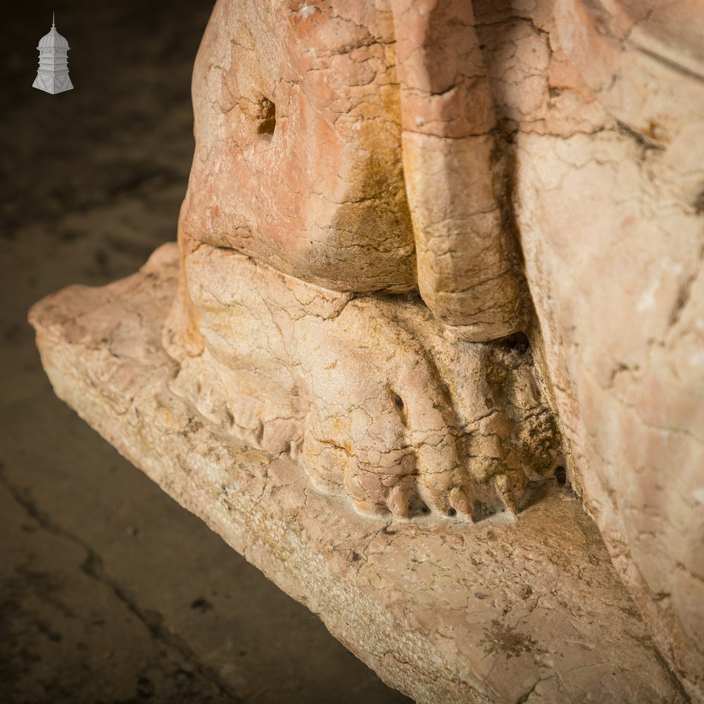 Marble Recumbent Lions, Pair