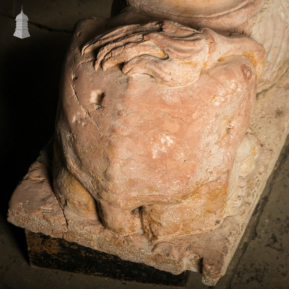 Marble Recumbent Lions, Pair