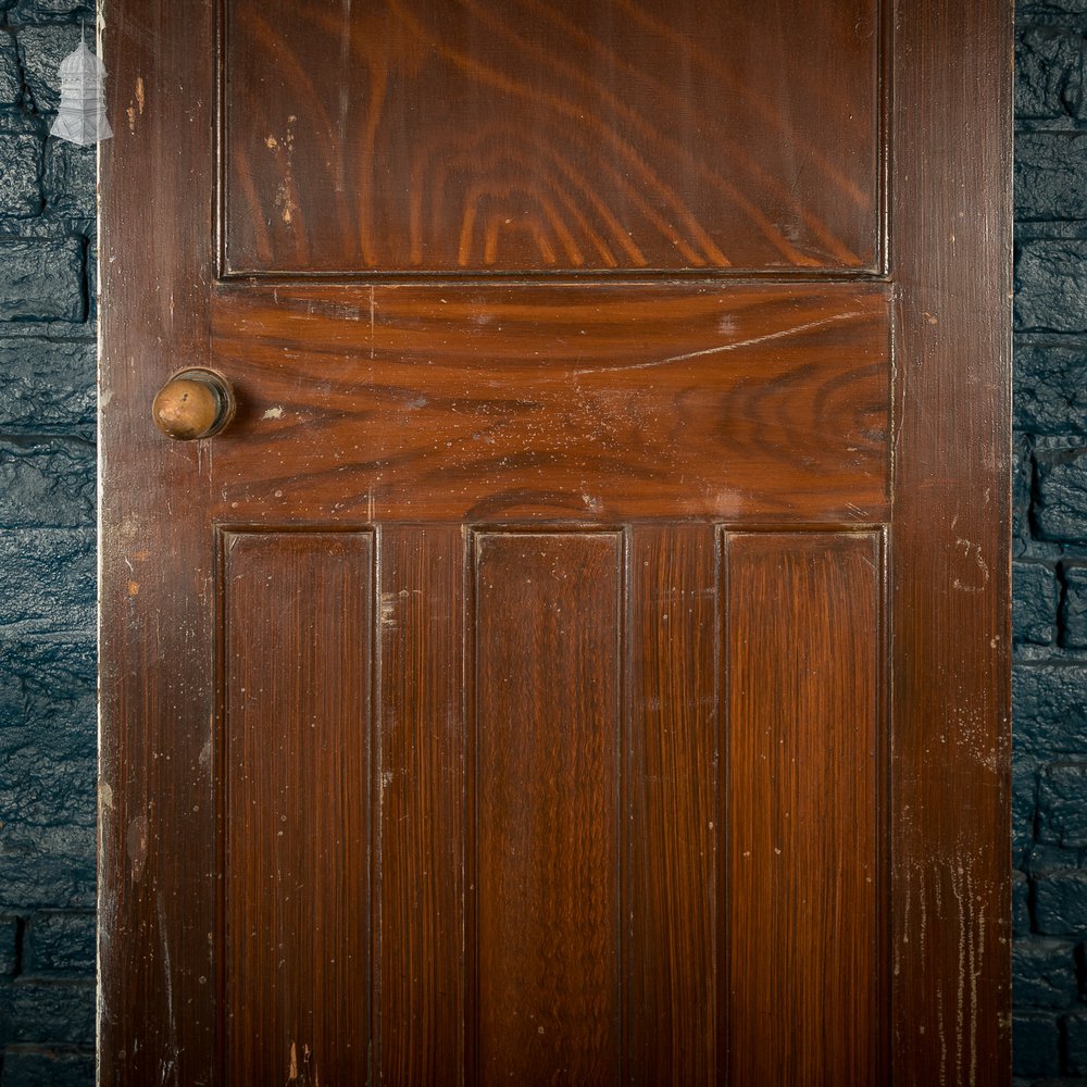 1930s Panelled Door, 4 Panels - Faux Woodgrain and White Painted Finish