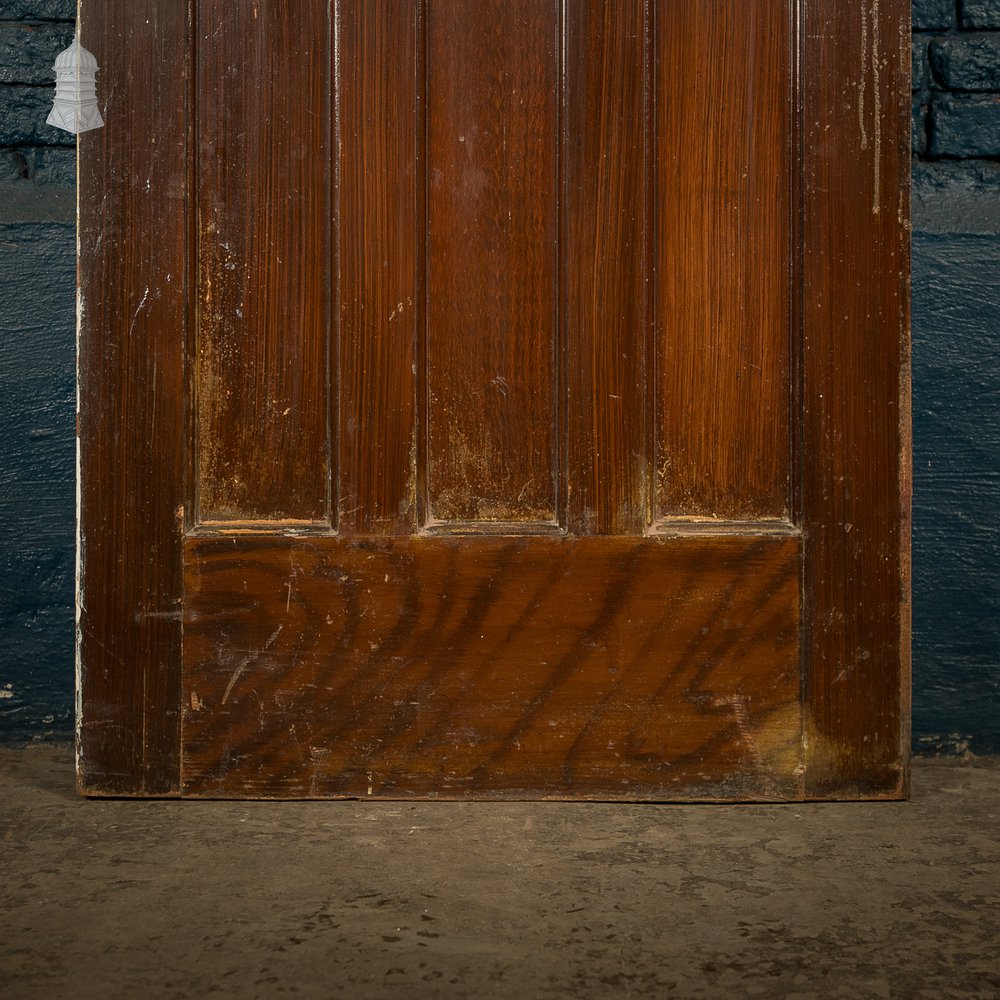 1930s Panelled Door, 4 Panels - Faux Woodgrain and White Painted Finish