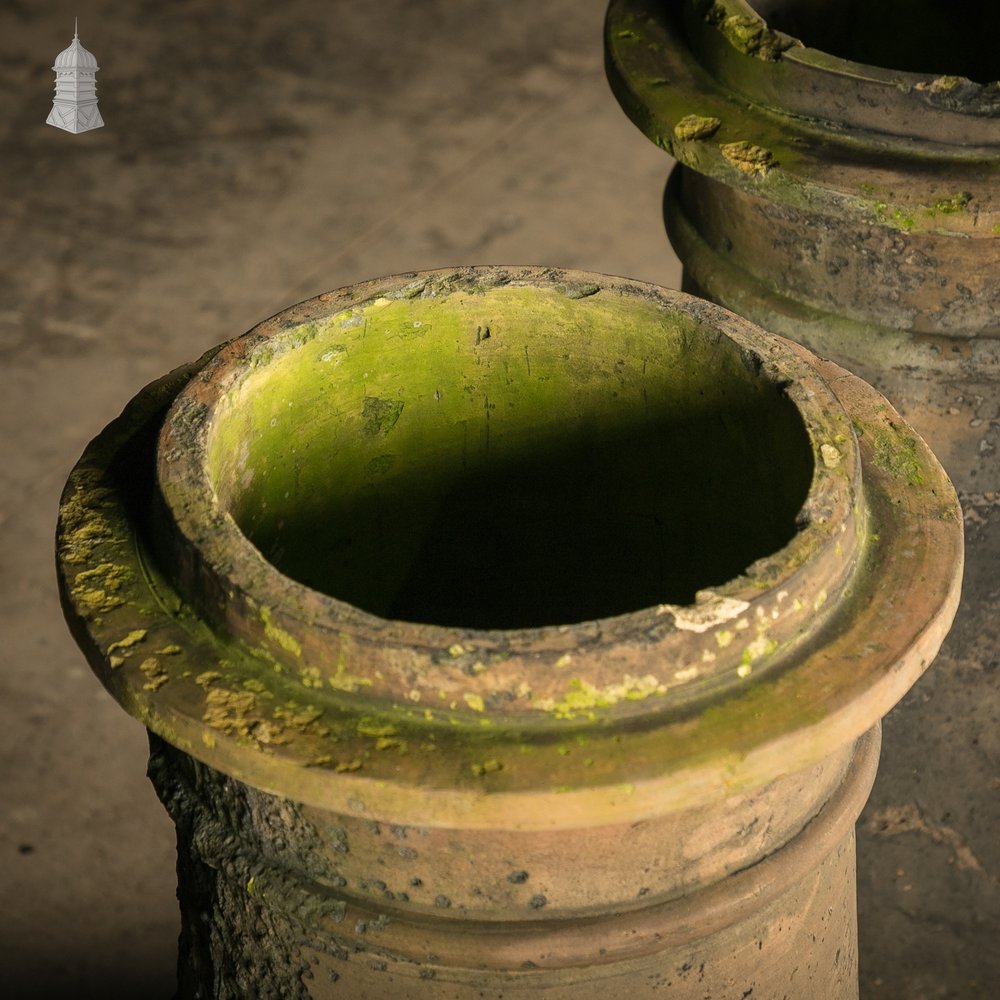 Rook Chimney Pots Pair, Weathered Garden Planters