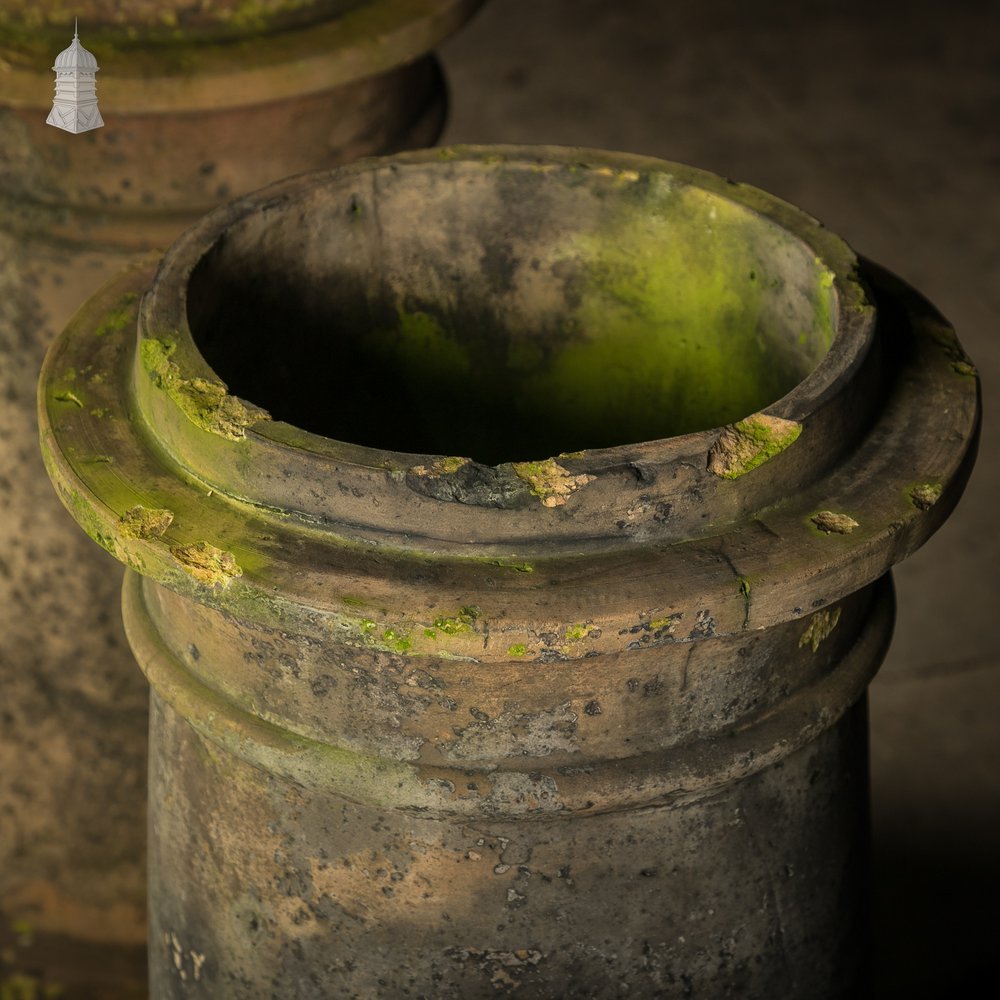 Rook Chimney Pots Pair, Weathered Garden Planters