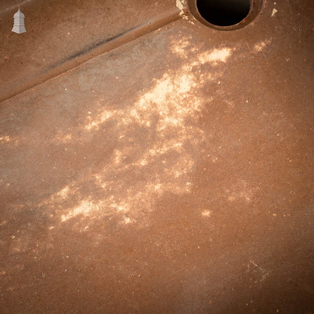 Shallow Trough Sink, 19th C Salt Glazed, Left Hand Return with Decorative Floral Design