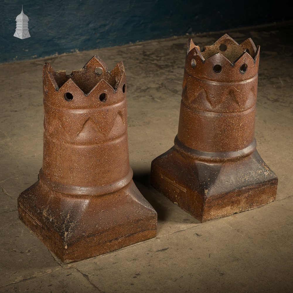 Bishop Crown Chimney Pots Pair – Salt Glazed Bradshaw's Patent