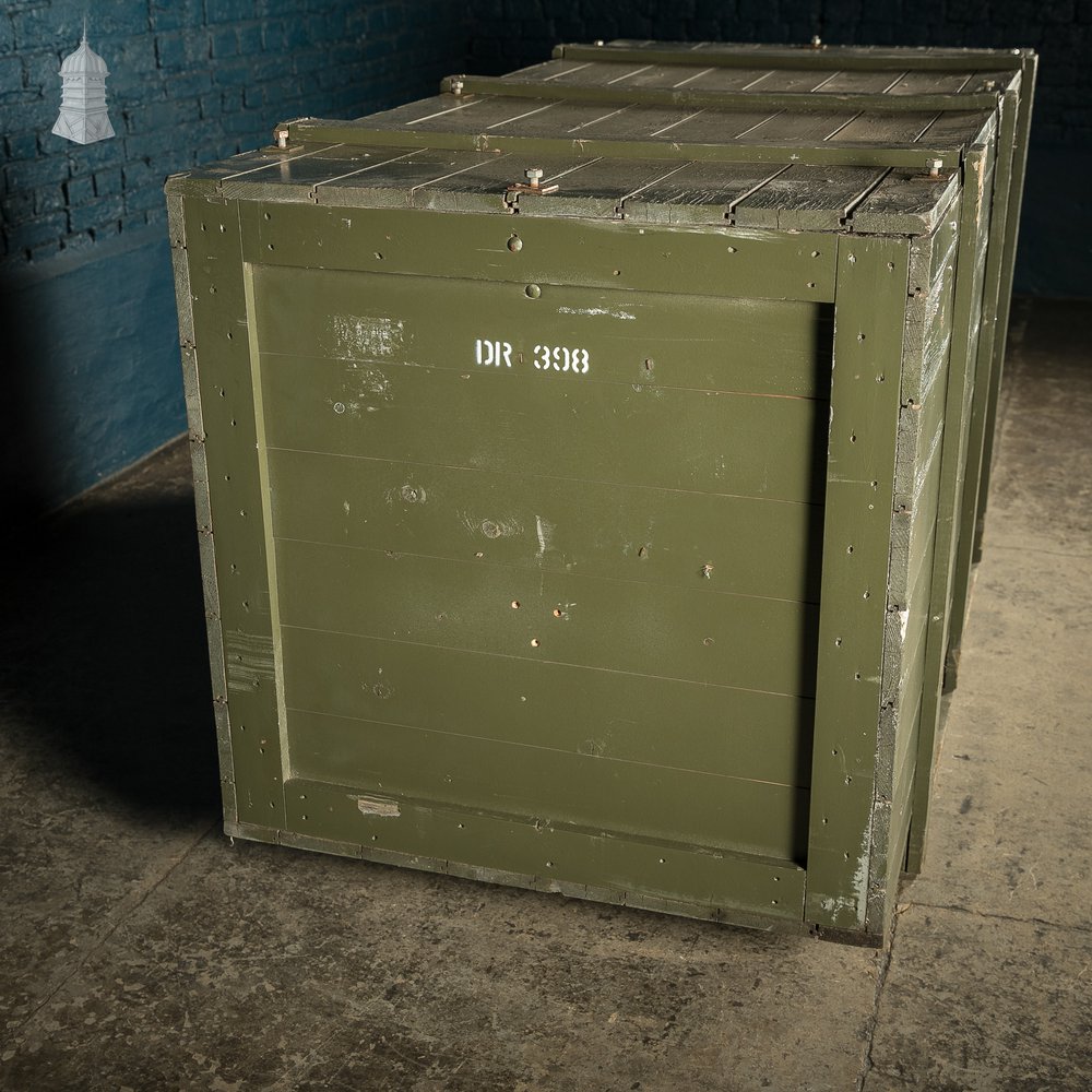 Large Green Painted Aircraft Parts Shipping Crate Reclaimed From a Norfolk RAF Base