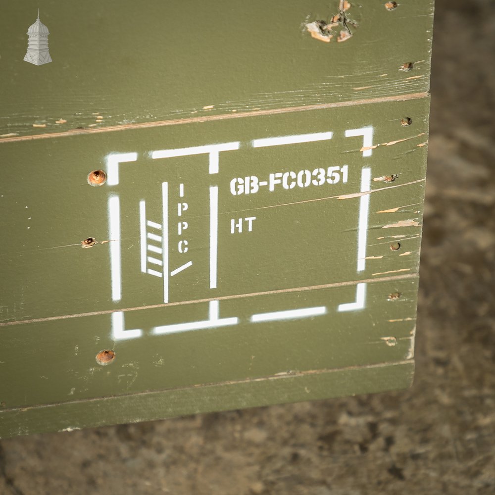 Large Green Painted Aircraft Parts Shipping Crate Reclaimed From a Norfolk RAF Base