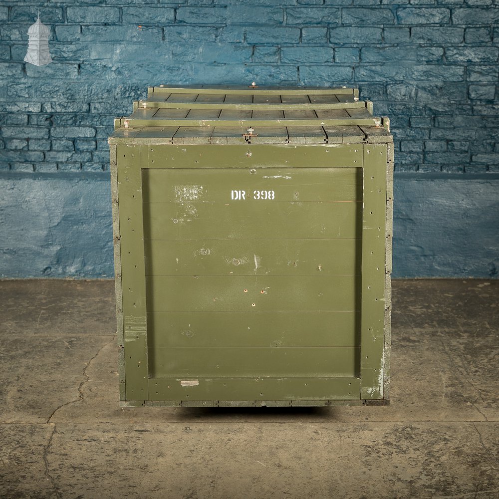 Large Green Painted Aircraft Parts Shipping Crate Reclaimed From a Norfolk RAF Base