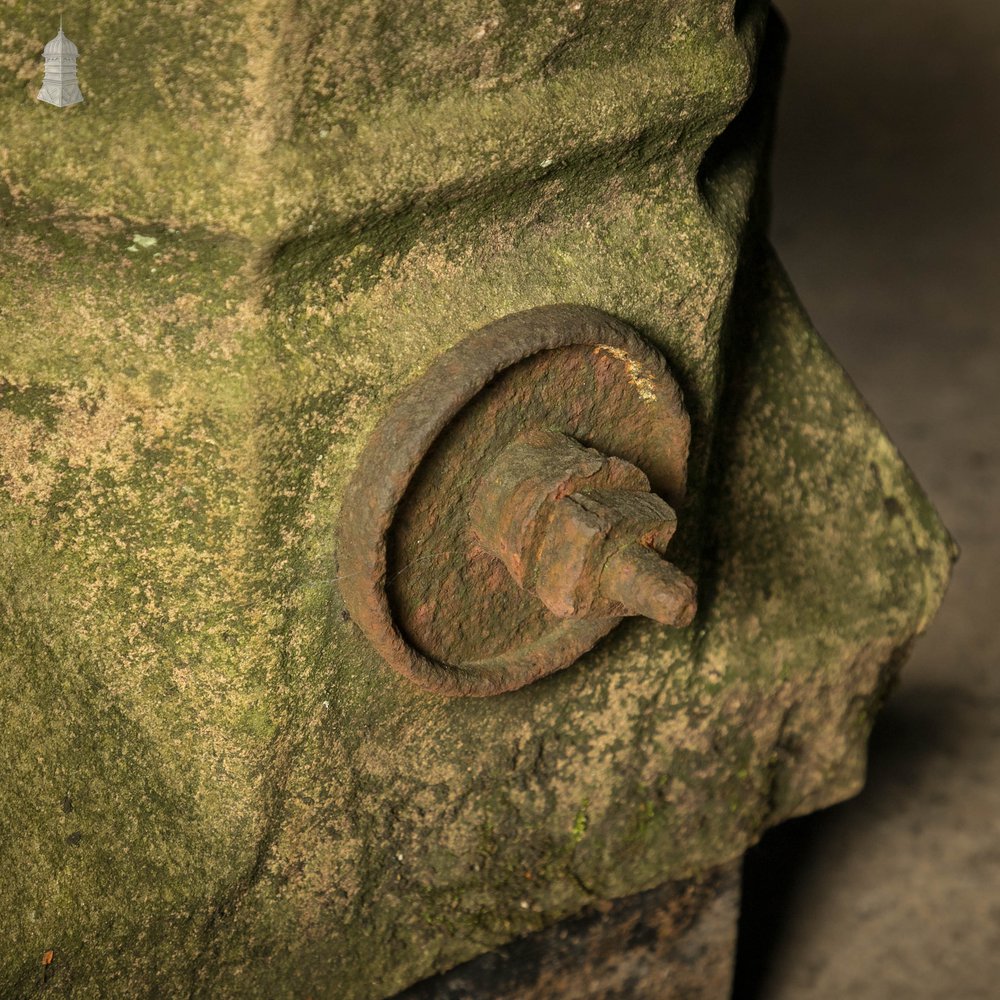 Sandstone Pier Caps with Gate Hinge Attachments