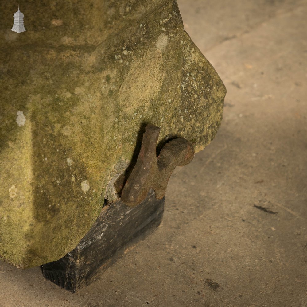 Sandstone Pier Caps with Gate Hinge Attachments