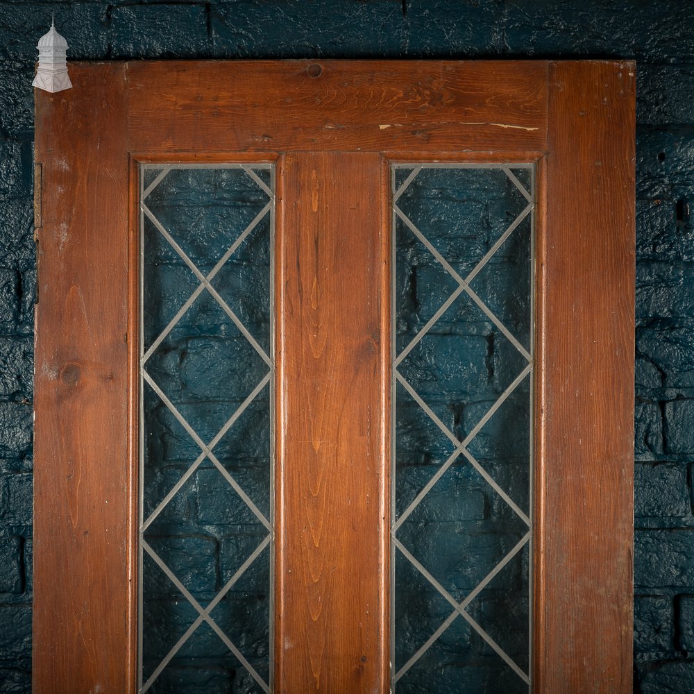 Half-Glazed Door – Diamond Pattern Leaded Glass, Moulded Panels