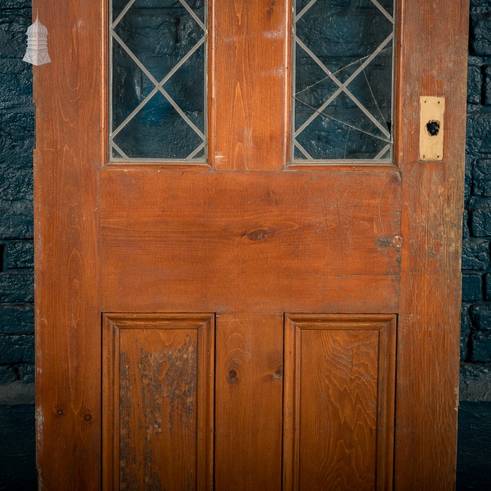 Half-Glazed Door – Diamond Pattern Leaded Glass, Moulded Panels