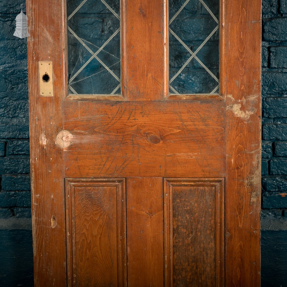 Half-Glazed Door – Diamond Pattern Leaded Glass, Moulded Panels