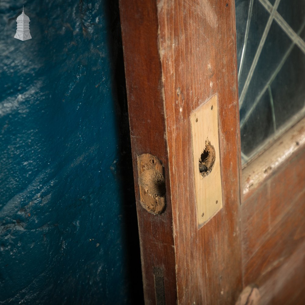 Half-Glazed Door – Diamond Pattern Leaded Glass, Moulded Panels