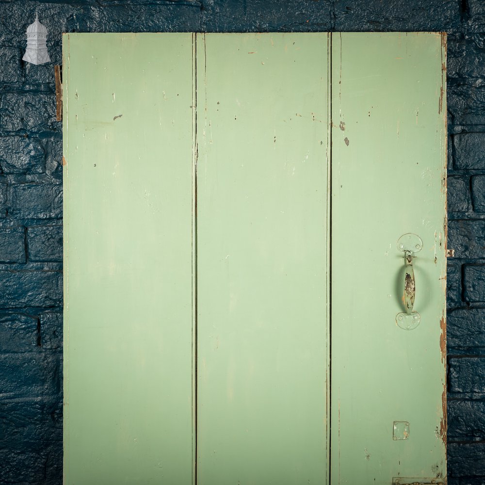 Plank & Ledge Door, Reclaimed with Green & White Paint