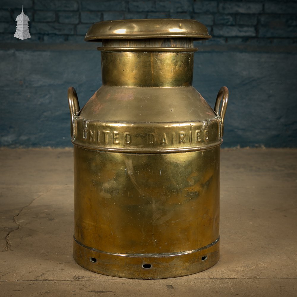 Brass Milk Churn, United Dairies Wholesale Ltd.