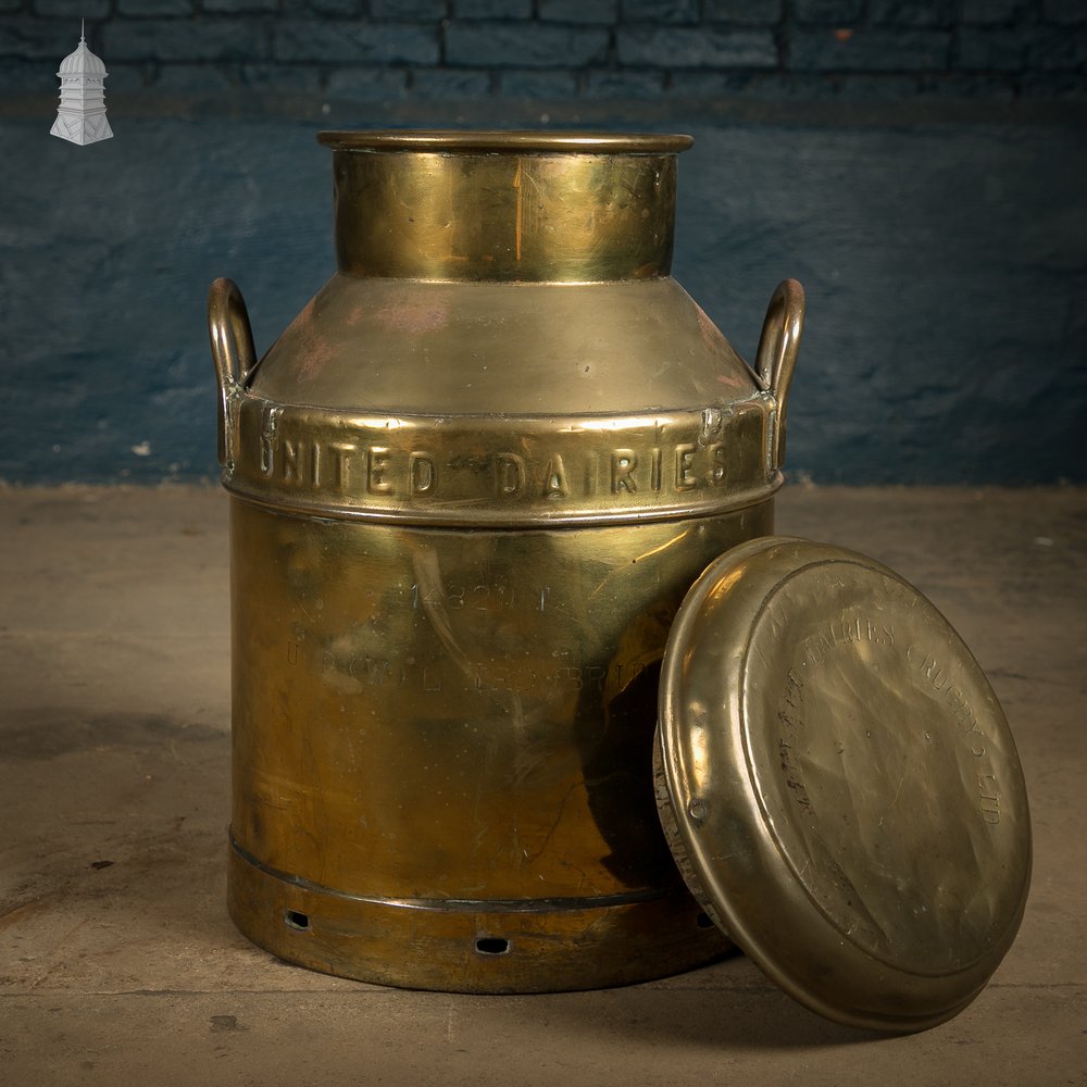 Brass Milk Churn, United Dairies Wholesale Ltd.