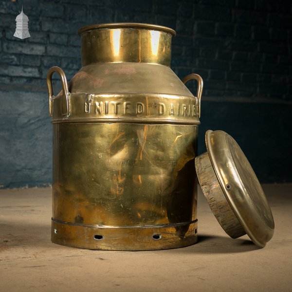 Brass Milk Churn, United Dairies Wholesale Ltd.