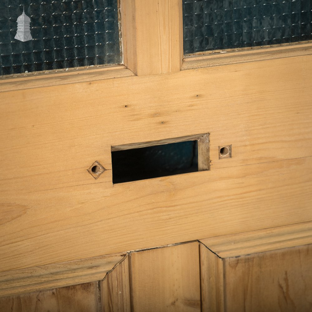 Glazed Pine Door, 4 Panels, 2 with Textured Glazing