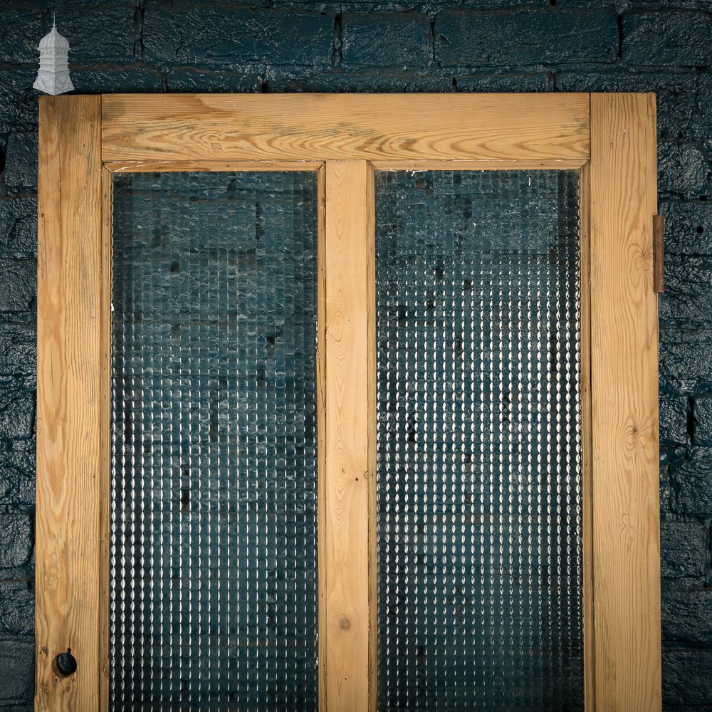 Glazed Pine Door, 4 Panels, 2 with Textured Glazing