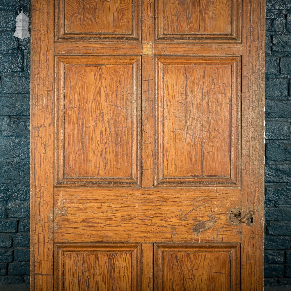 Moulded 6-Panel Door – Distressed White Paint & Crackled Wood Grain