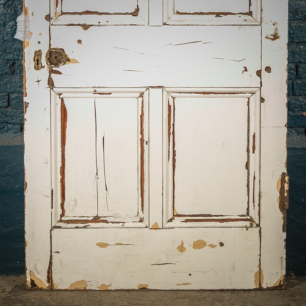 Moulded 6-Panel Door – Distressed White Paint & Crackled Wood Grain