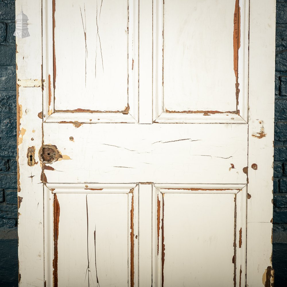 Moulded 6-Panel Door – Distressed White Paint & Crackled Wood Grain