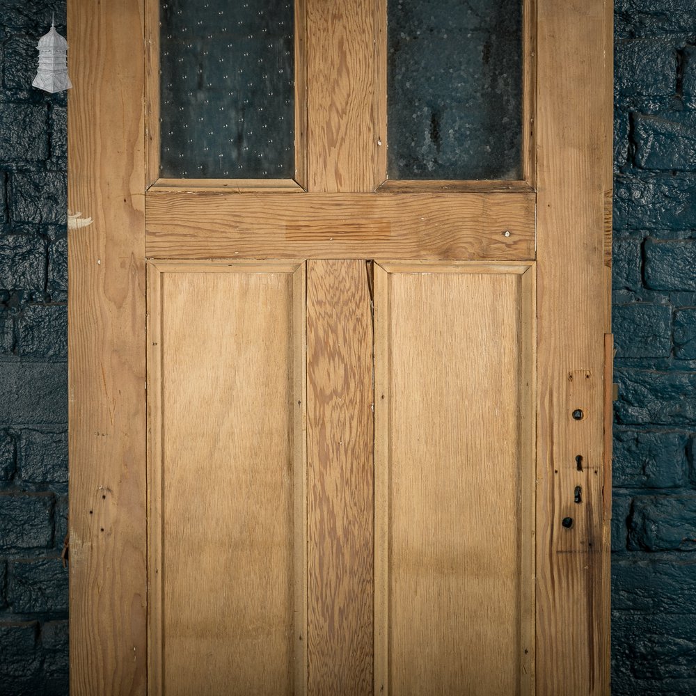 Glazed Pine Door, 4 Panels, 2 with textured glazing