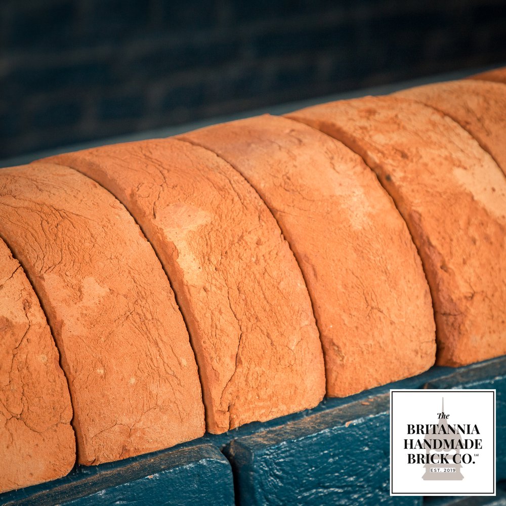 2 3/4" Half Round Handmade Red Coping Brick, Period Style Wall Copings