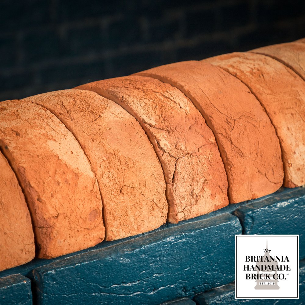 2 3/4" Half Round Handmade Red Coping Brick, Period Style Wall Copings