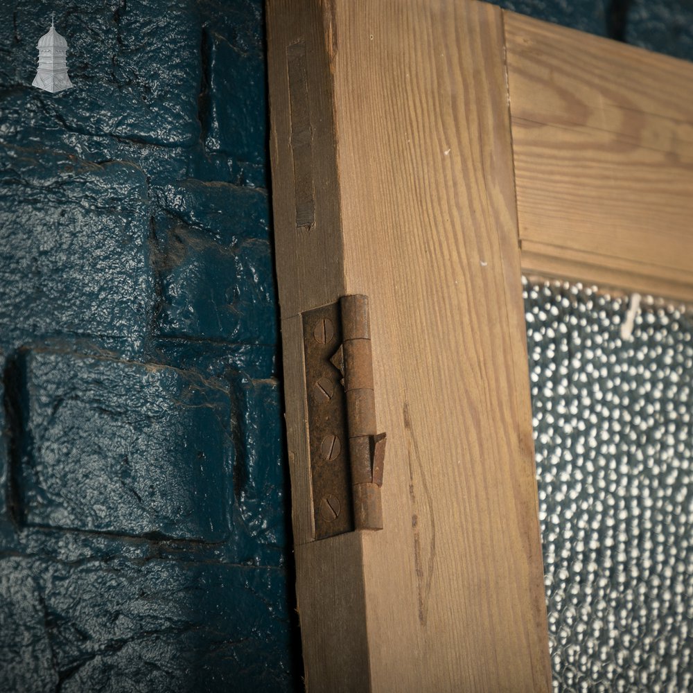 Glazed Pine Door, Pine 5 Panel, ‘Hammered’ Style Textured Glass Top Panel