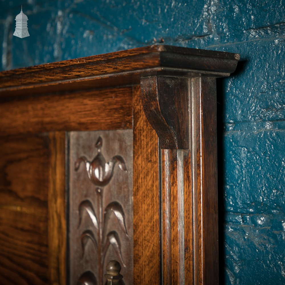 Coat Hat Rack, 4 Hook, Oak with Decorative Copper Inserts