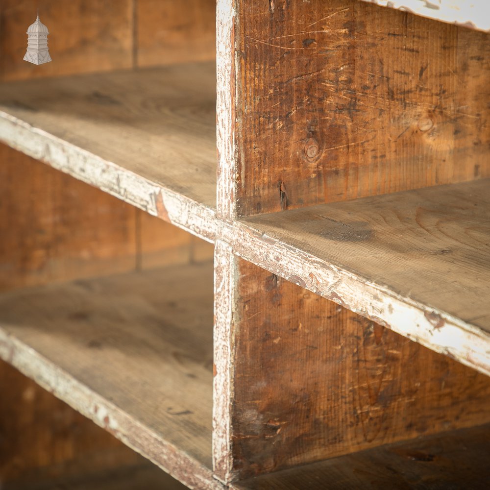 Industrial Pigeon Hole Shelf Unit with Distressed Blue Painted Finish