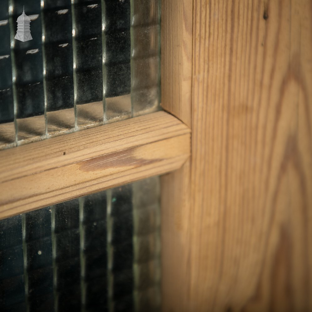 Glazed Pine Door, 4 Panel, 3 Fitted with Cross Reeded Textured Glass