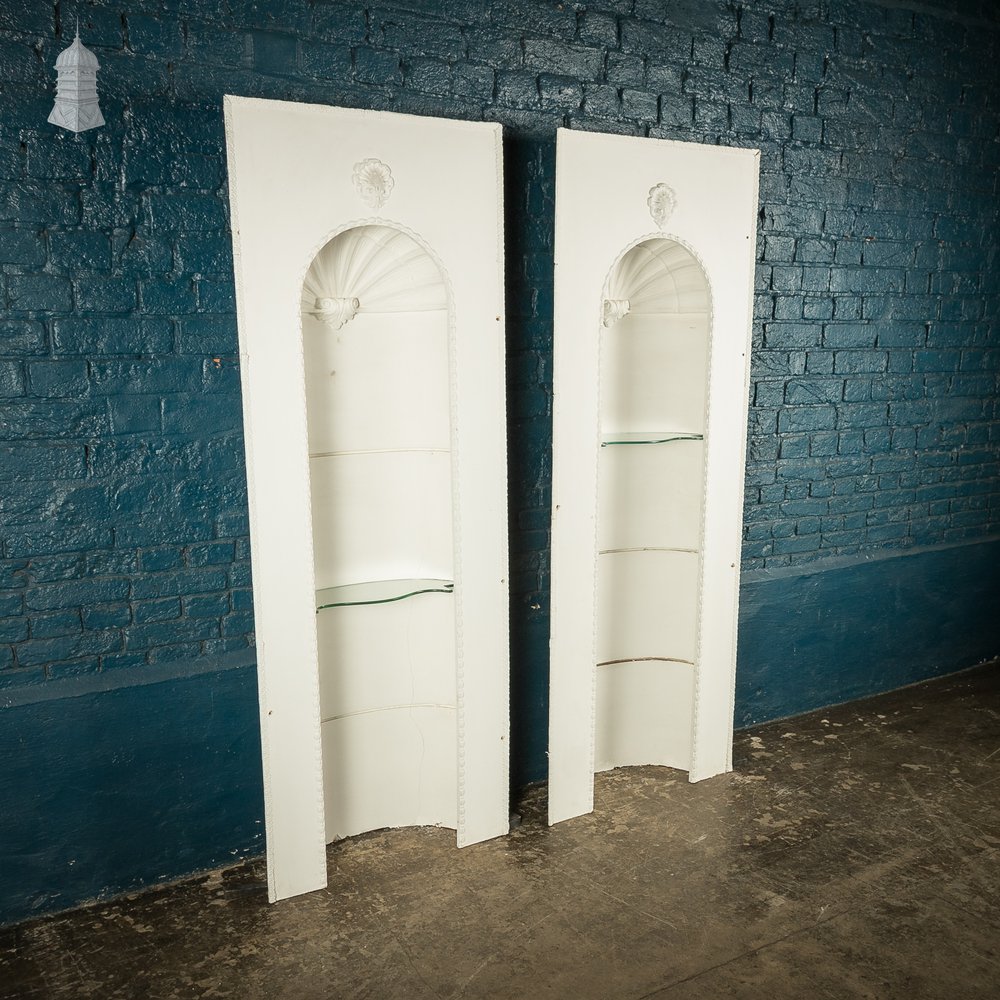 Pair of Early 20th C White Plaster Niche Alcove Shelves