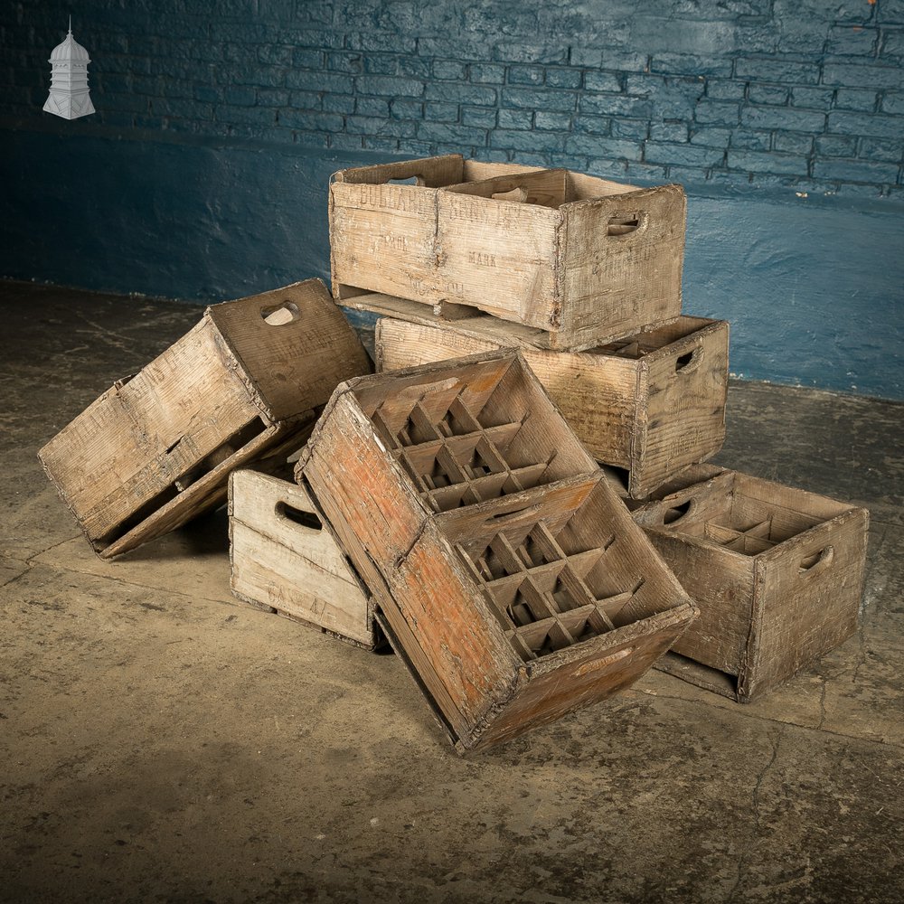 Batch of 6 Bullards & Sons Ltd. Norwich Wooden Bottle Crates