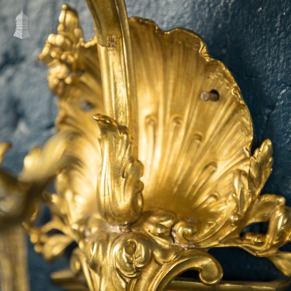 Rococo-style Wall Sconce Lamp, Cut Glass Shade