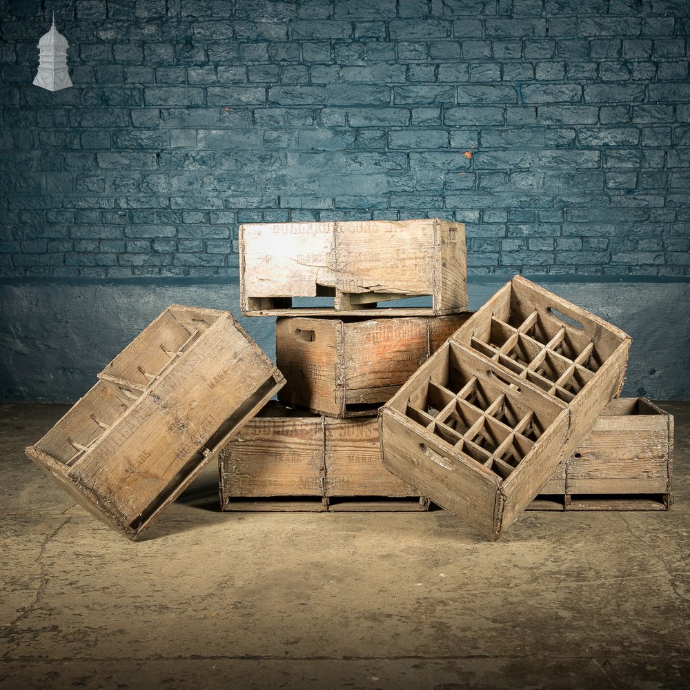 Batch of 6 Bullards & Sons Ltd. Norwich Wooden Bottle Crates