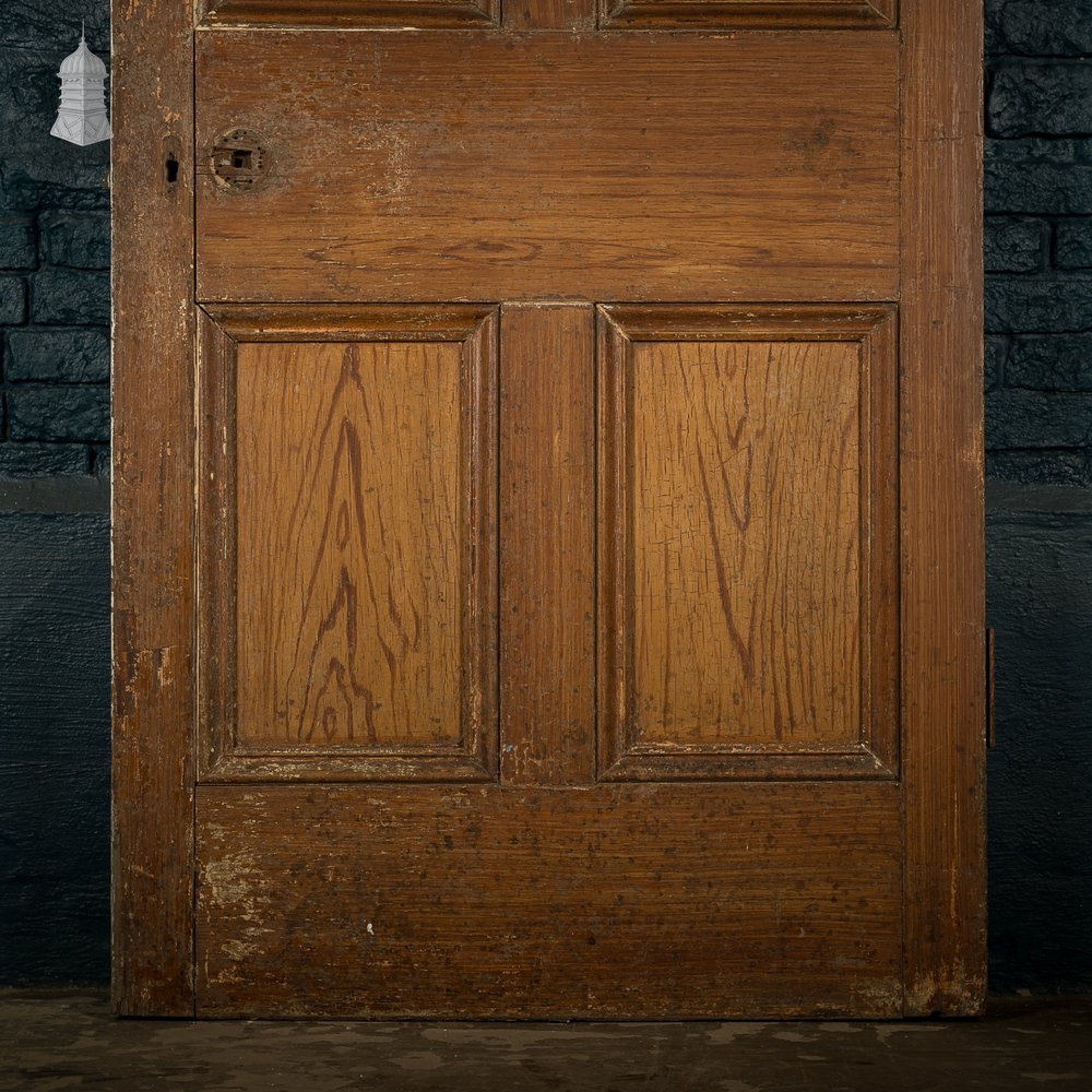 Moulded 6-Panel Door, Original Hardware, Distressed White Paint and Faux Woodgrain