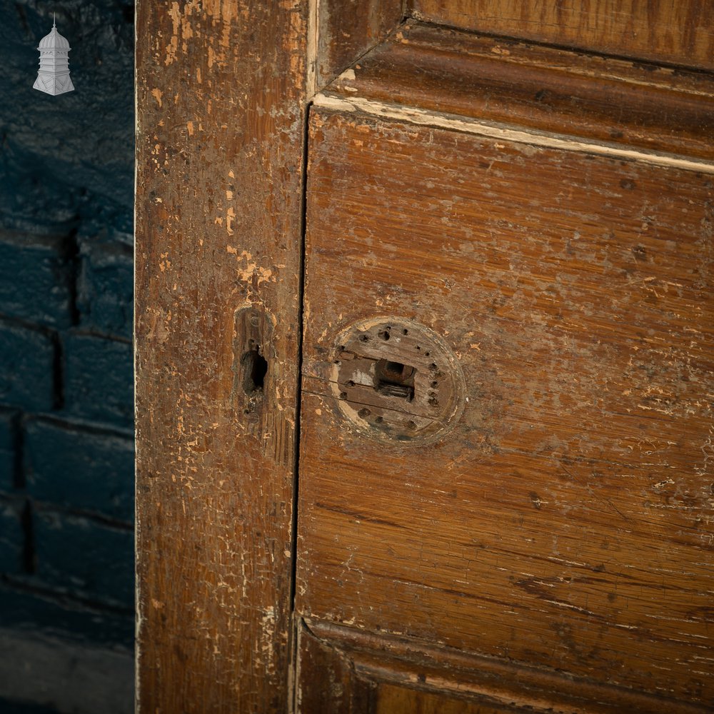 Moulded 6-Panel Door, Original Hardware, Distressed White Paint and Faux Woodgrain